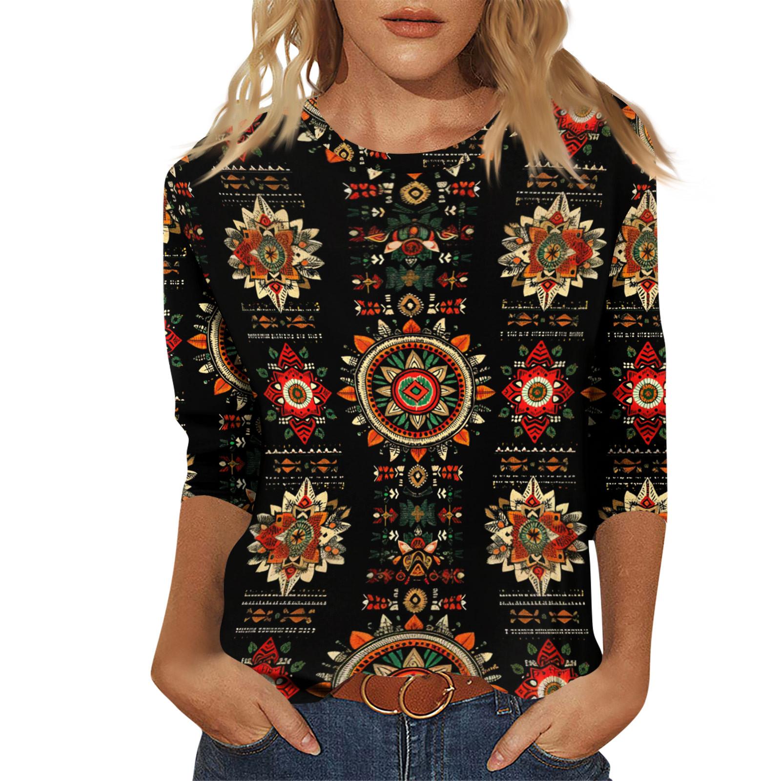 

Женский модный повседневный пуловер с рукавом семь четвертей, модный принтованный топ XL тёмно-синий