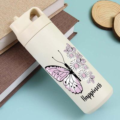 Fashion Design Colorful Butterfly Stainless Steel Fitness Outdoor Water Bottle, 550ml-BWBA/18.6oz Reusable Insulated Flask Gift