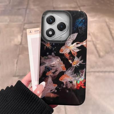 Θήκη Τηλεφώνου Koi Goldfish Sparkle Black Glossy για Honor 400 200 90 Smart Pro X9a X9c X8b X8a X8c X7c X6c Magic7 6 5 70 Lite Κάλυμμα