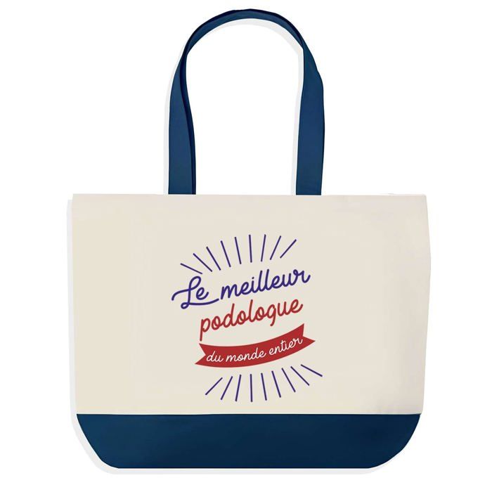 Sac cabas - PLANETEE - Podologue Meilleur du Monde - Bleu - Coton - 40x45 cm