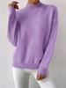 Women's Solid Color Loose Knit Sweater - Half-High Neck, Long Sleeve, Autumn/Winter Fashion.
