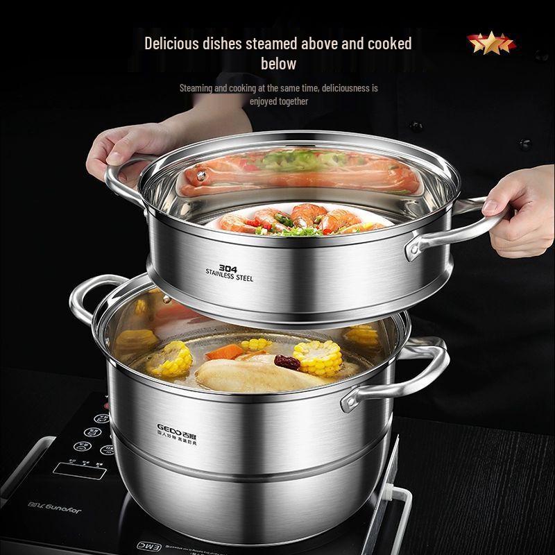 Zhi Shi 304 Stainless Steel Steamer with High Arched Lid