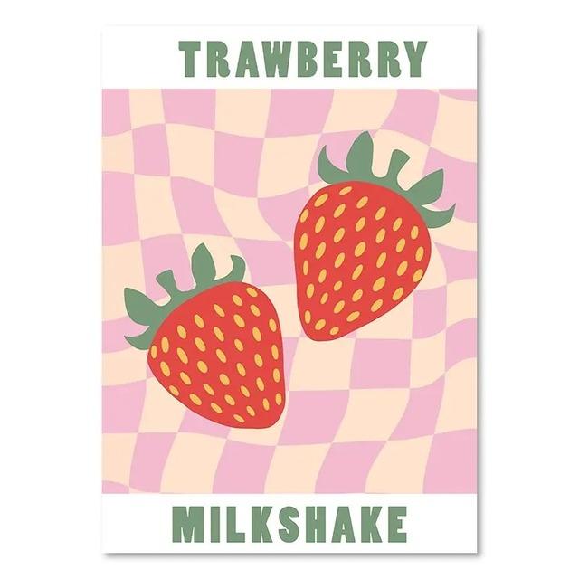 1Pcs Wall Art Canvas Painting Color Living Room Home Decor Strawberry Love Interior Paintings Butterfly Sunflower Girls’ Bedroom No Frame