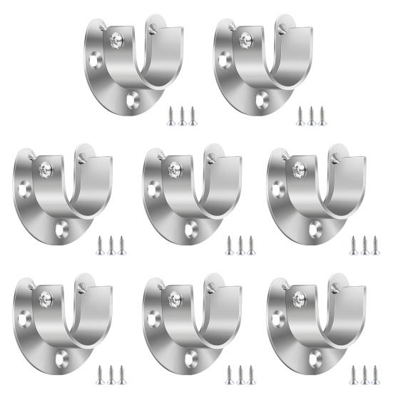 1/4/8Pcs Stainless Steel Closet Rod Holders Strong Load-bearing