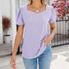 Women's Fashion Square Neck Splicing Solid Color Short Sleeve