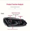 Golf 6 LED Double Lens Headlight: Blue Daytime Running and Turn Signal Light Assembly