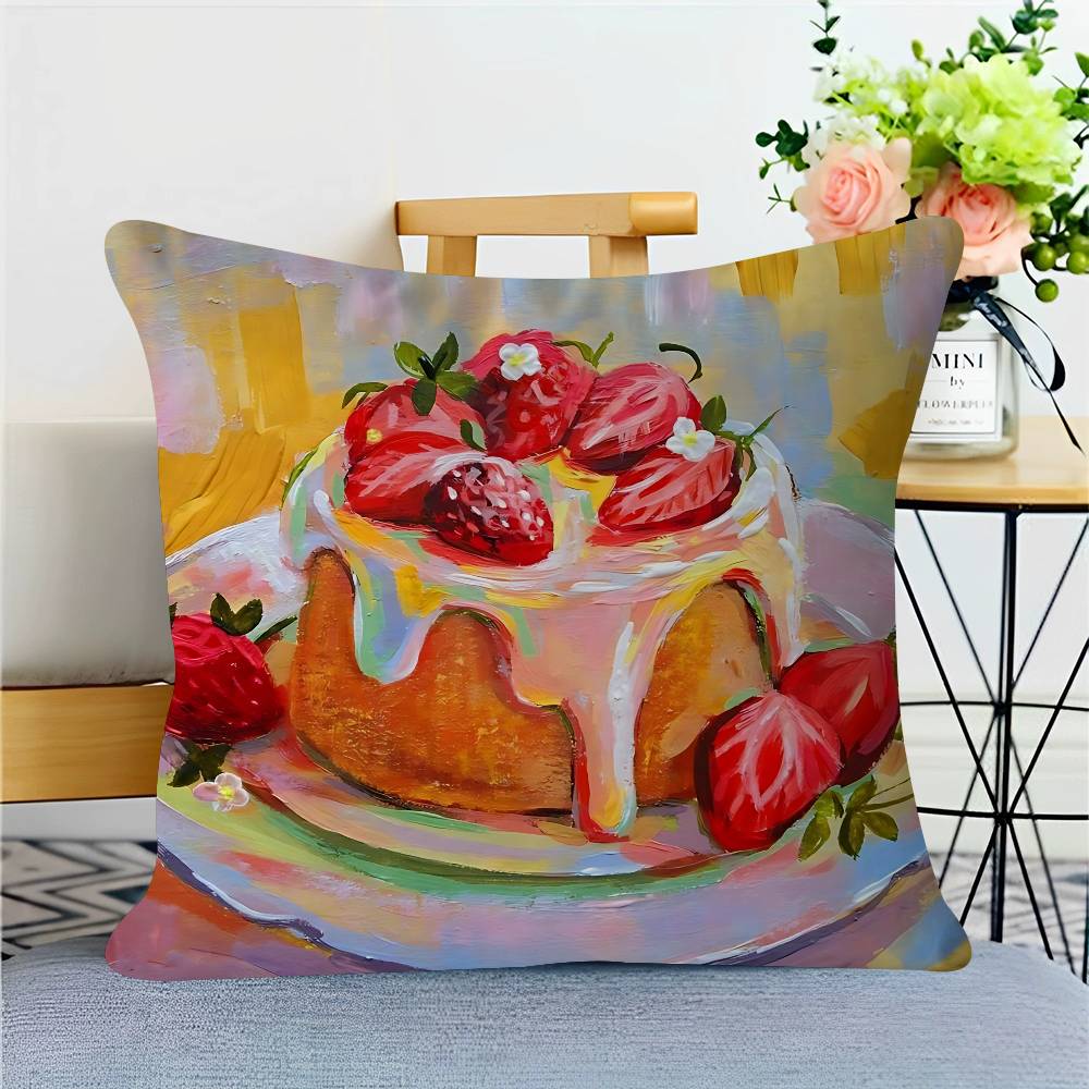 Color Food Art Pillow Cover Sofa Cushion Cover Home Room Decoration Children Gift