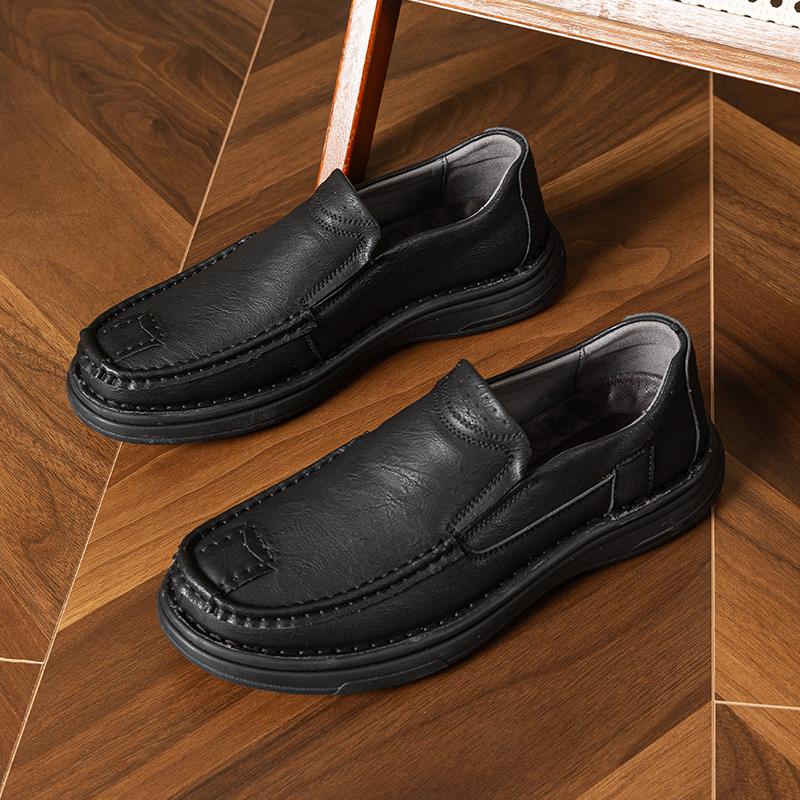 

Men s Casual Shoes Spring Autumn Genuine Leather Handmade Comfortable Men Lightweight Versatile Daily Shoes Size 38-46 46 чорний