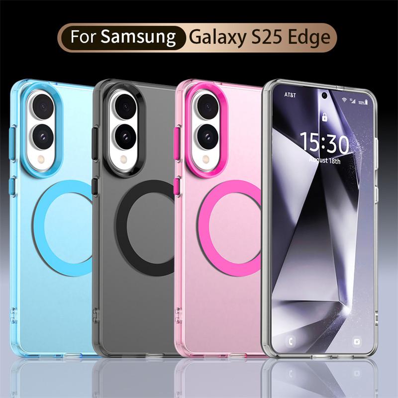 For Samsung Galaxy S25 Edge Case Magsafe Wireless Charging Cover Samsung Galaxy S25 Edge S25 Pro Plus S25 Ultra Matte Phone Case