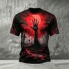 Halloween Men's 3D Skull Short-Sleeve T-Shirt Spooky Club Party Street Style Short-Sleeve Casual Loose-Fitting Men's Top