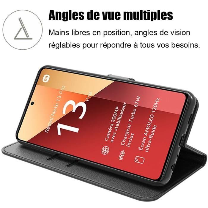 Coque - E.F.Connection - pour Xiaomi Redmi Note 13 Pro 4G - Antichoc - Effet Cuir - 2 Verres Trempés