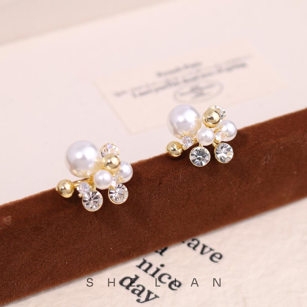 Light luxury high-end sense exquisite pearl temperament stud earrings zircon niche design sense versatile earrings fashion gentle earrings