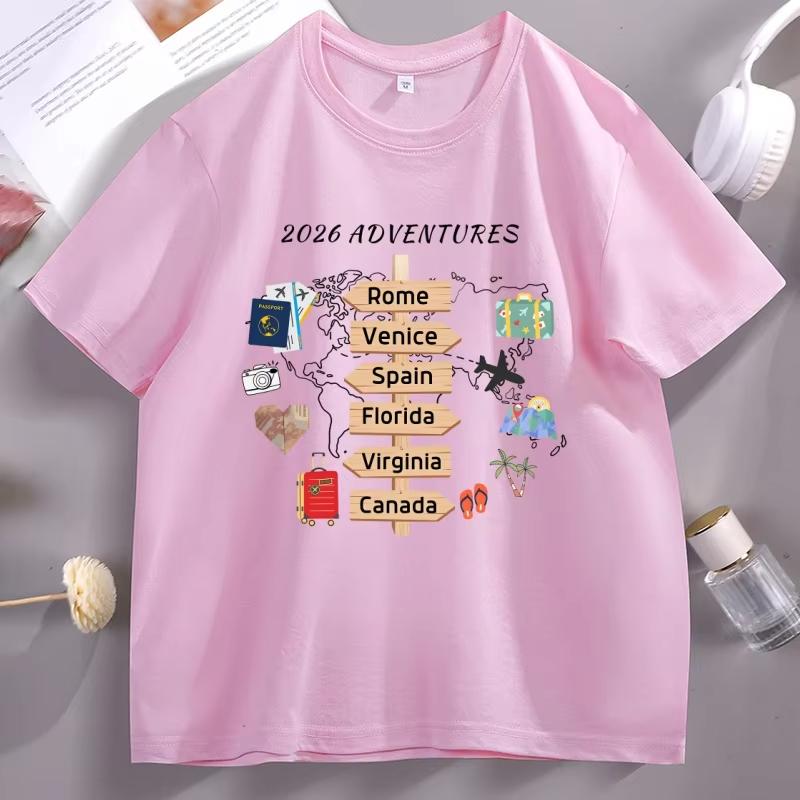 Personalized Travel Adventures TShirt Casual Traveling Destination Tee Travel Lover Gift Family Vacation Tee pure Cotton Tops
