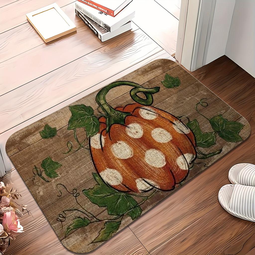 1Pcs Anti Fatigue Kitchen Rug   Pumpkin Pattern Waterproof Non-Slip Thick Cushioned Kitchen Mat Heavy Duty Comfort Standing Mat for Kitchen