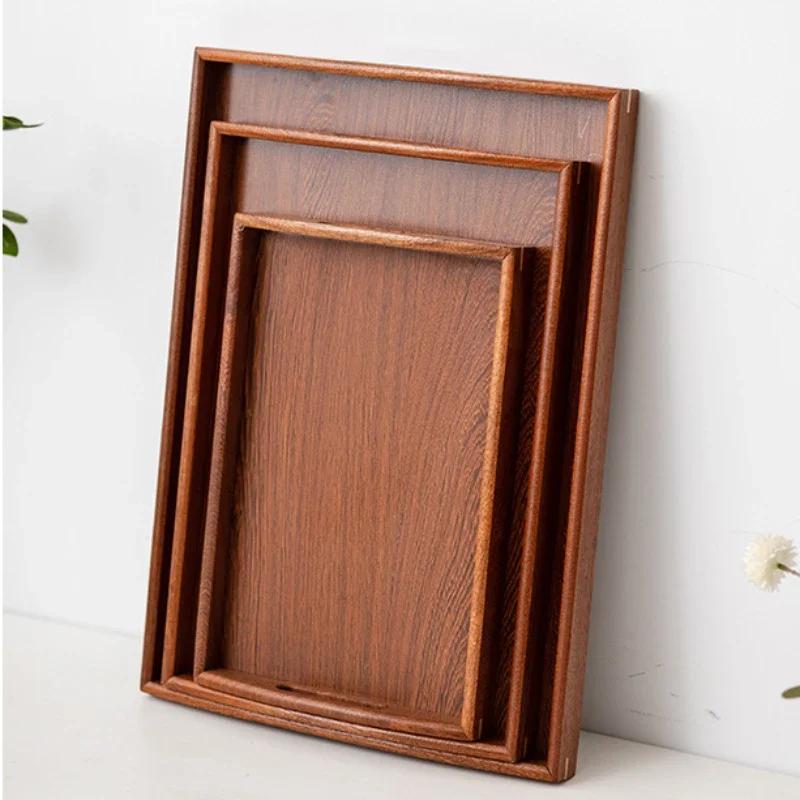Rectangular Wooden Trays Bamboo Tea Tray Fruit Snack Coffee Breakfast Serving Trays Food Plate Platter Kitchen