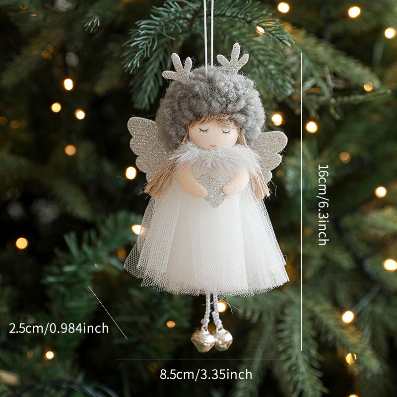 

1PC Angel Girl Romantic Christmas Gift Pendant Creativity Plush Doll Decoration Cute Mesh Ornament A серый/белый