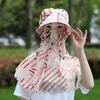 Flower Sun Protection Hat Sunscreen Bucket Hat with Mask Breathable Wide Brim Bucket Cap  Girl
