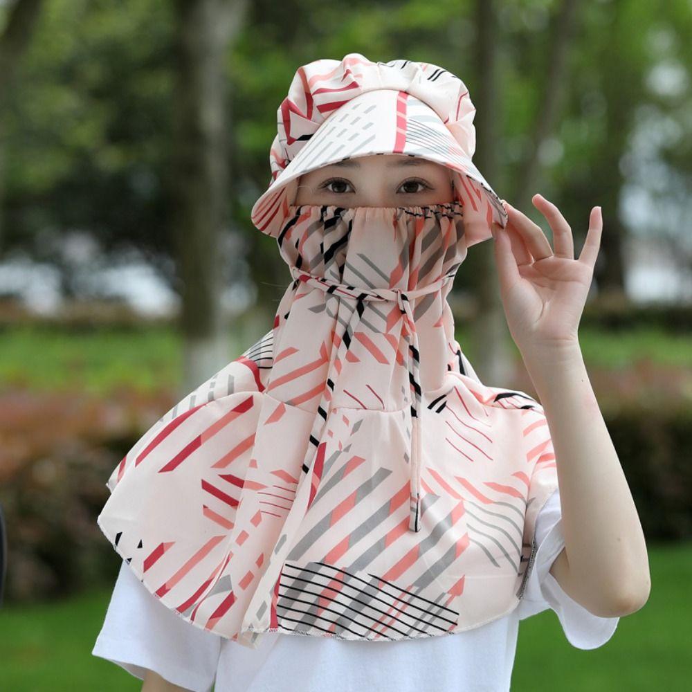 Flower Sun Protection Hat Sunscreen Bucket Hat with Mask Breathable Wide Brim Bucket Cap  Girl