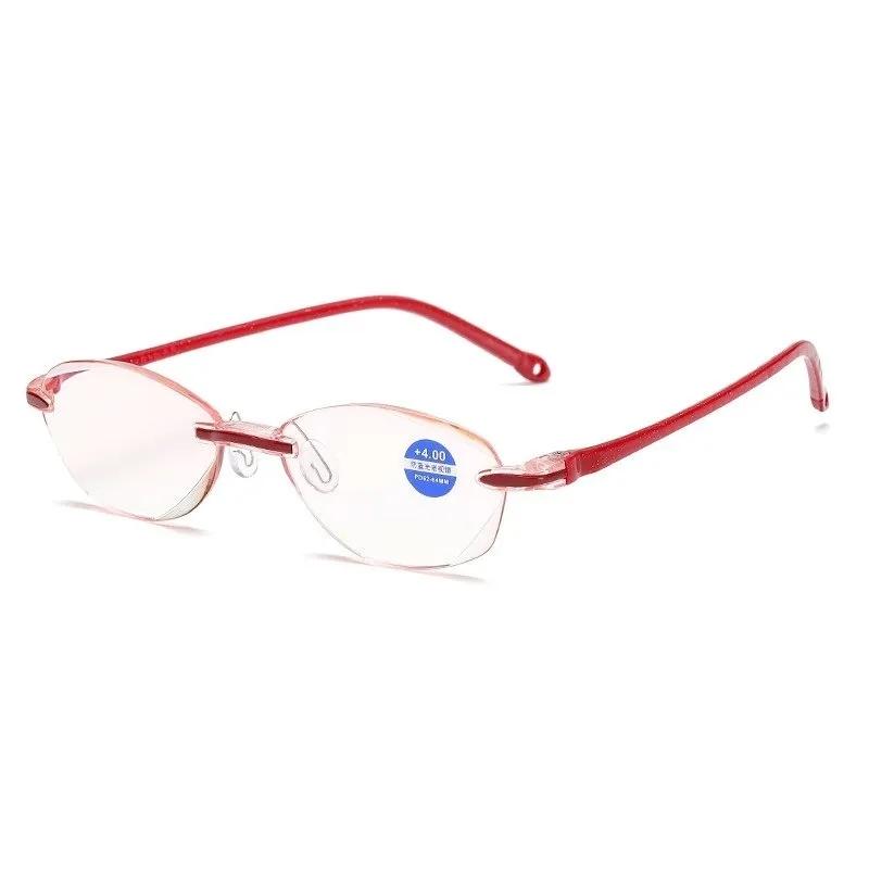 Lesebrille Damen Blaulichtfilter Presbyopie Brille Damen Vintage Ultraleicht Ovaler Rahmen Weitsicht Brille 0~+4.0