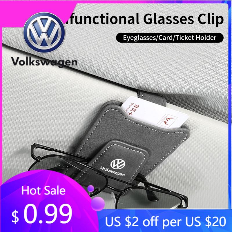 2026 Hot For Volkswagen VW Car Sun Visor Organizer Sunglasses Card Holder Storage Sunshade Bag For VW Tiguan Jetta Polo Golf Pas