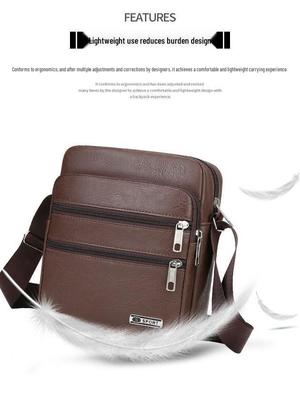 Sac bandoulière pour homme en cuir PU léger grande capacité 2025 - Sac à dos de mode décontracté business multicouche