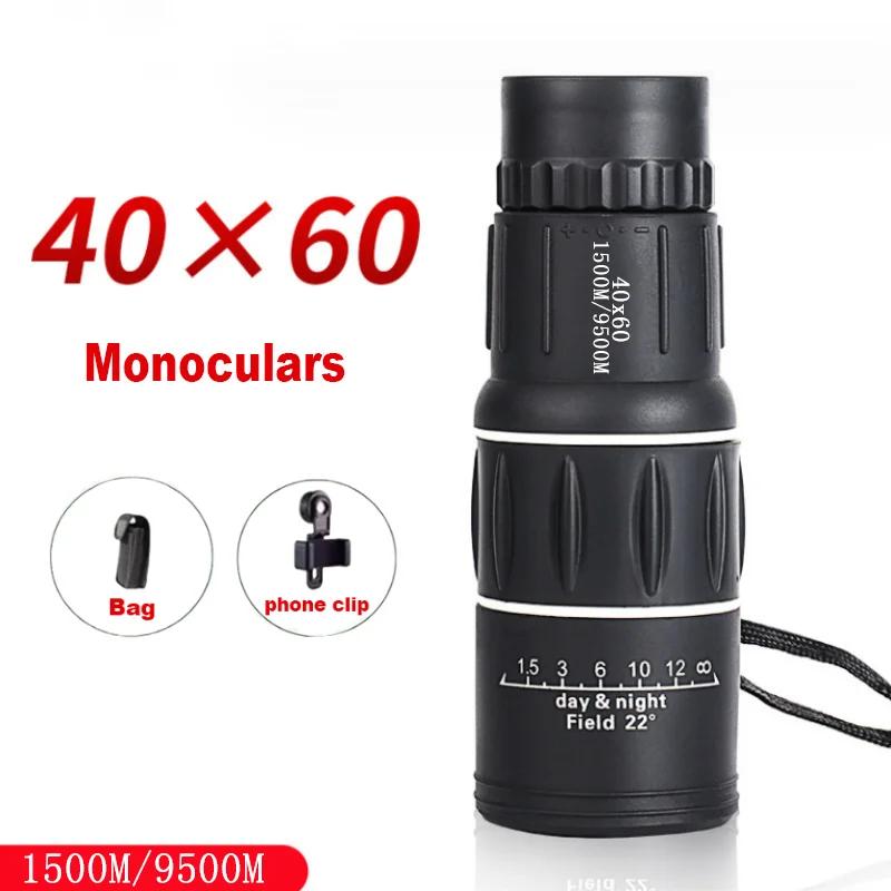 40x60 Monokulares Teleskop Dual-Fokus Zoom-Fernglas 1500M/9500M Schwachlicht-Nachtsicht Mit Riemen Optische Linse/Gummi Outdoor
