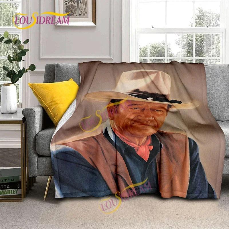 John Wayne Blanket Super Soft 3D Printed Famous Cowboy Actor John Wayne Flannel Blanket Home Bedroom Washable Warm Lazy Blanket