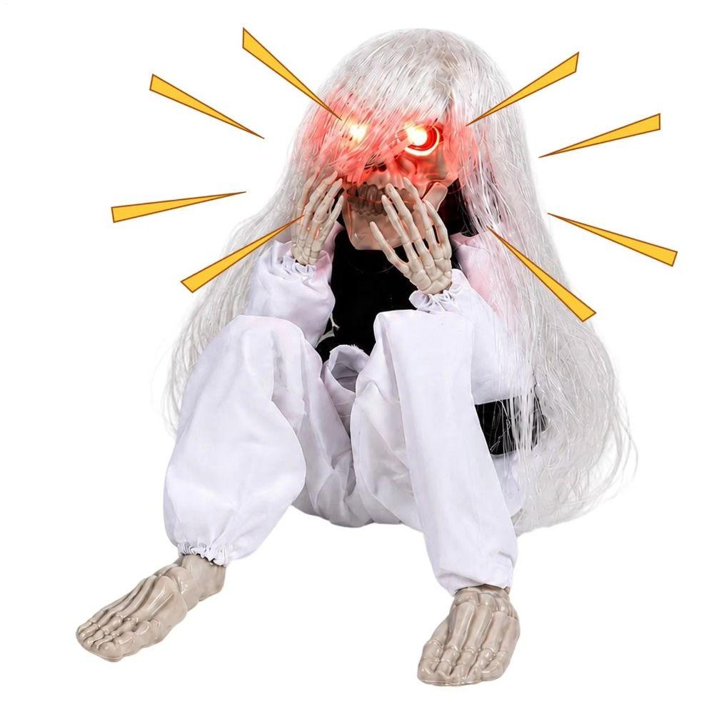 Eerie Sound Crying Skeleton Vibrating Motion Haunted House Decor Ghost Prop Bar Decoration