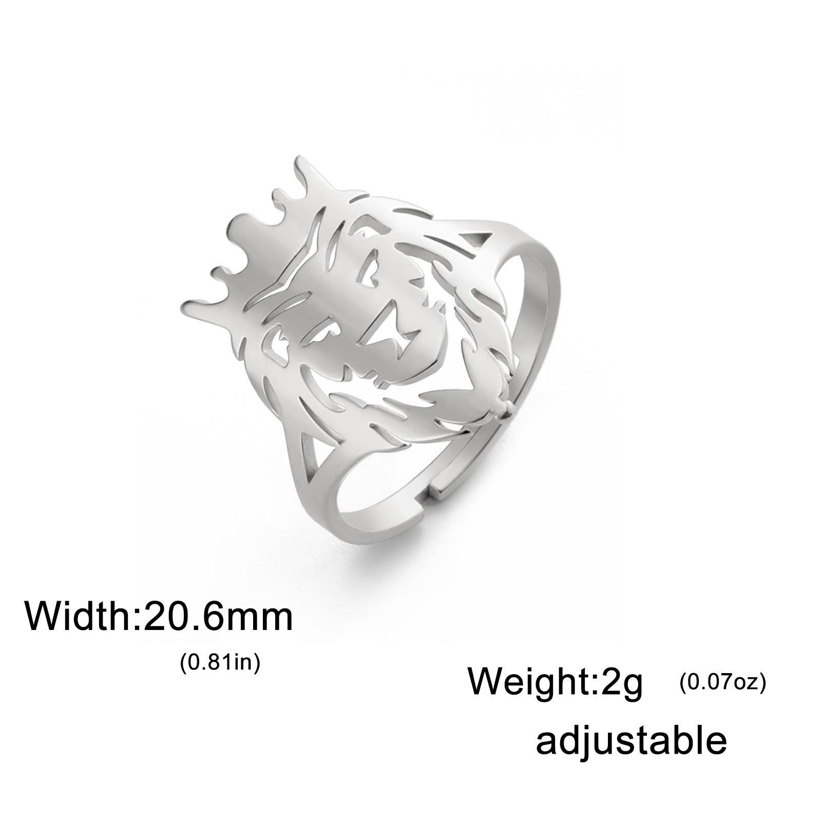 

Teamer Gold Color Crown Lion Ring Stainless Steel Open Adjustable Animal Hollow Finger Ring for Women Men Jewelry Valentine Gift resizable
