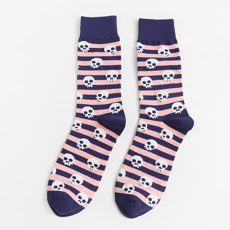 1 Pair Comfortable Cotton Men's Socks, Animal Skull Pattern, Street Fashion Trend Mid Calf Socks, Suitable for Autumn and Winter