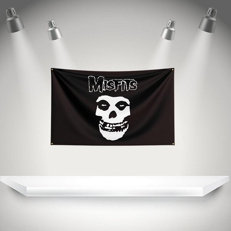 M-Misfitss Flag Rock Music Band Banner HD Printing Tapestry Exhibition, Music Band Fans, Garage Decor