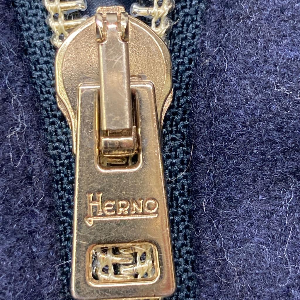 Herno GC0015G-39601 Navy Wool X Nylon Different Material Switching Hooded Down Coat Coat 14A NavyUsed