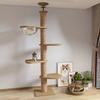 Cat Tree with Condo Scratching Board and Perch for Large Cats Made of Sisal and Solid Wood for All Cat Breeds