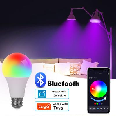 E27 LED Smart Bulb RGB Tuya Lampa Bluetooth APP Kontroll Dimbar ampull LED Glödlampa 9W Hemma sovrum Julfest Dekor