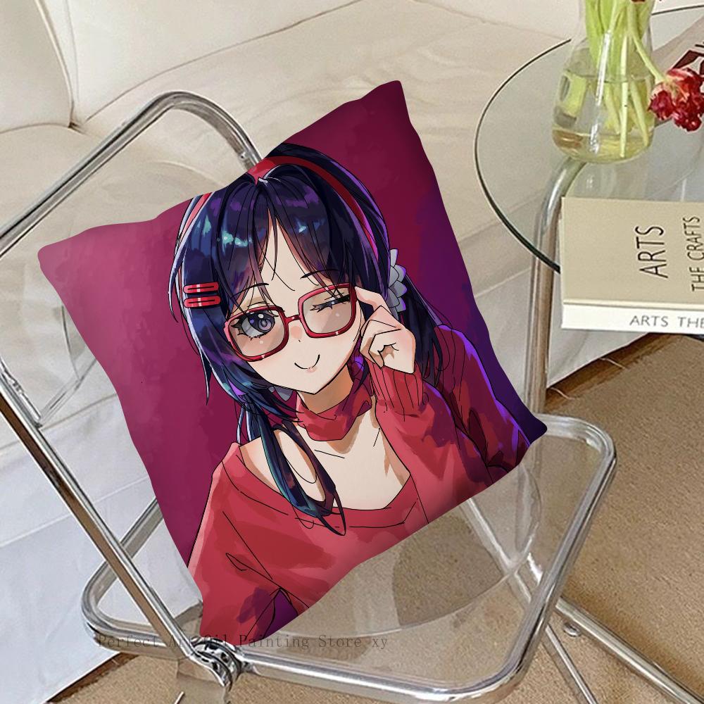 Anime Sleeping Mita Pillow Case Square Pillow Bedroom Sofa Leisure Comfort Cushion Car Living Room Home Decoration 40X40