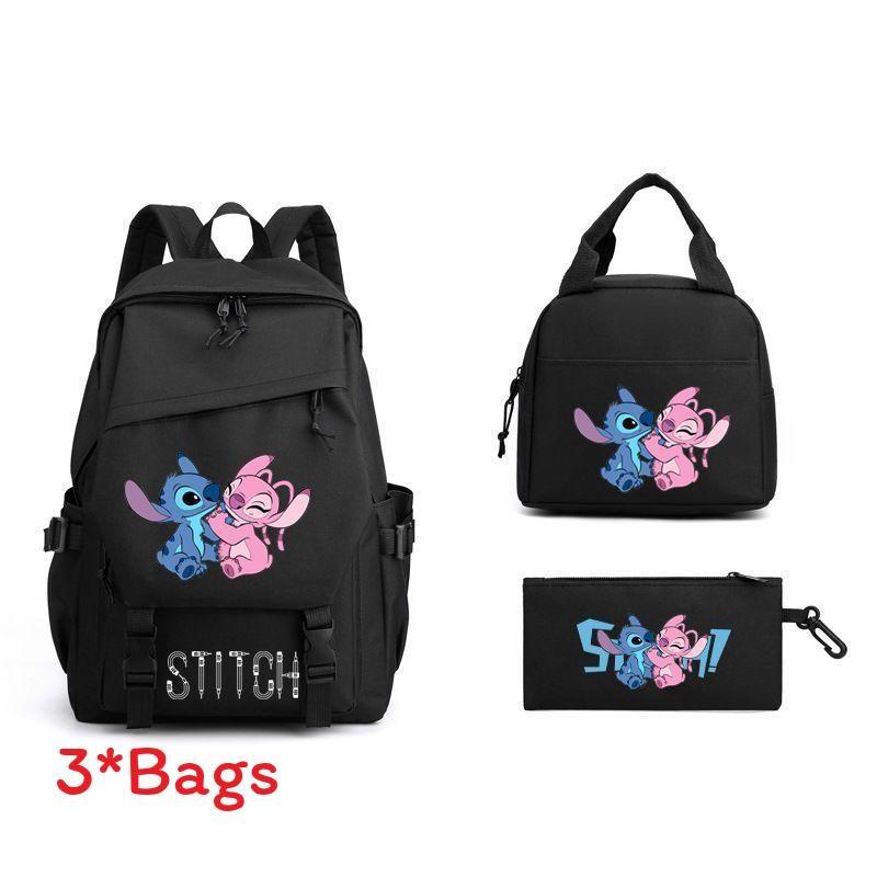 Stitch Student Backpack Lunch Bag And Pen Case Threepiece Set For Use Education