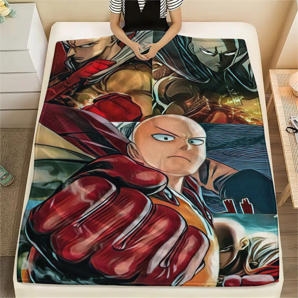 One-Punch Man Warm Soft Flannel Blanket Printed Pattern for Home Sofa Bed Chair Comfortable Travel Picnic Throw -xia35