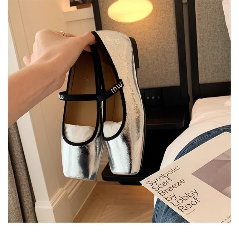 Shoes square head word with versatile shallow mouth flat bottom ballet style Mary Jane shoes women