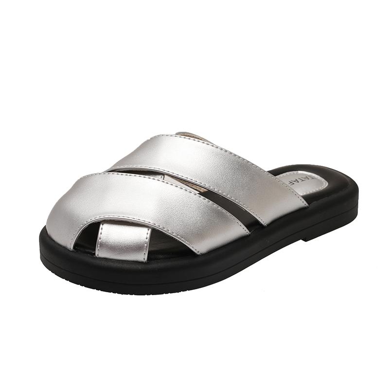 Fashion 2025 New Cover Toe Loafers Slippers Women New Summer Sexy Low Sandals Casual Non Slip Basic Rome Slides Fashion Women Shoes