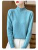 Women's Diamond Pattern Wool Pullover - Semi-High Neck, Thick, Autumn/Winter Knit