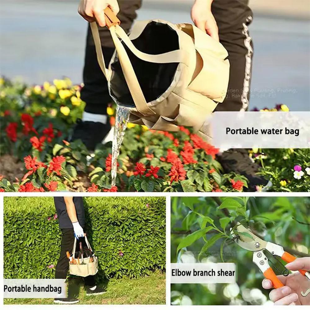 Gartengeräte-Set zum Graben, Pflanzen, Beschneiden, Gartenset mit strapazierfähiger Tasche, Handschuhen, Geschenkbox, Ideale Gartengeschenke -001
