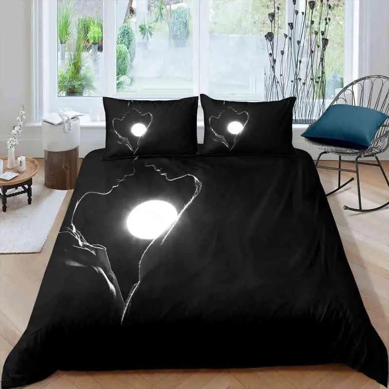 

Комплект постельного белья для двоих из микрофибры, белый портрет, пара, целующаяся, комплект постельного белья для двоих, подарок на День святого Валентина для возлюбленной, размер Queen King Size 70x133cm 2pcs
