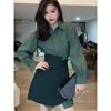 Women's Trendy Spring & Summer Two-Piece: Shirt Dress & Irregular Short Skirt Set
