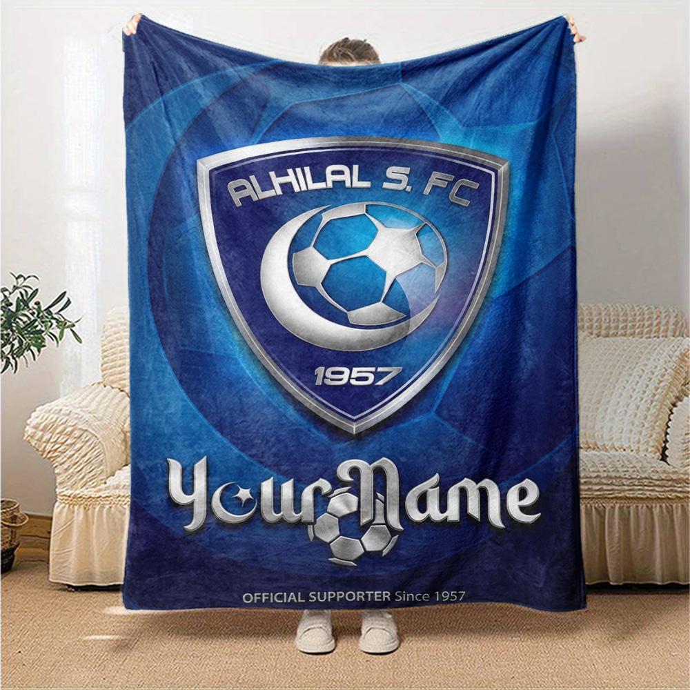 Name Custom Al-Hilal Print Flannel Blanket High Quality Warm Comfortable Cover for All Seasons Perfect for Gifts Home Decor