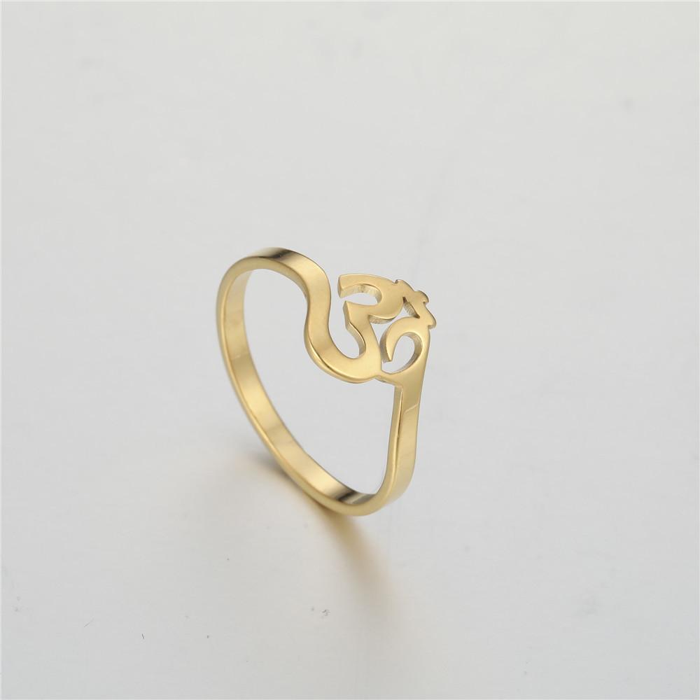 Skyrim Buddhism Indian Yoga Om Finger Rings for Women Stainless Steel Mandala Gothic Talisman Amulet Casual Ring Jewelry Gift