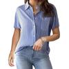 2026 Spring/Summer New Women's Fashion Printed Striped Cardigan Top Casual Stylish Short Sleeve Shirt for Women