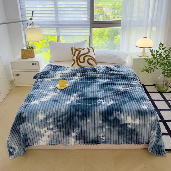 Furry Throw Blanket Fluffy Thick Bubble Blanket Cozy Warm Striped Plush Blanket for Couch Sofa Bedroom Living Room Winter Use