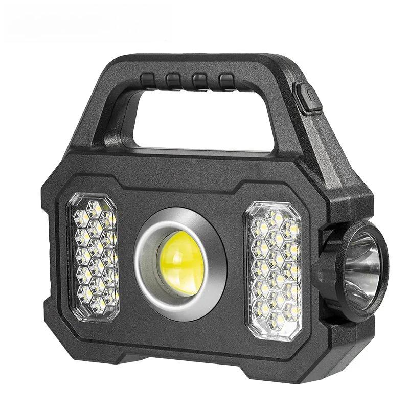 High Power LED COB Flashlights Rechargeable Camping Work Light Multi Functional Portable Light Solar Charging 6 Lighting Modes