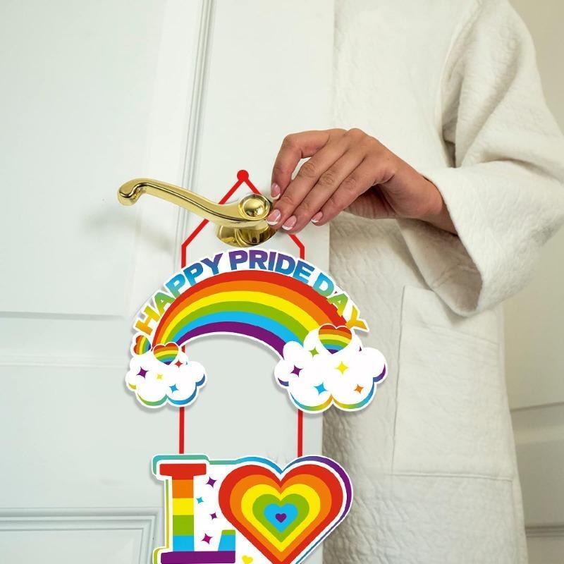 2 Set Celebrate Pride with Colorful Must-Have Party Accessory Rainbow Paper Door Hanging Decorations