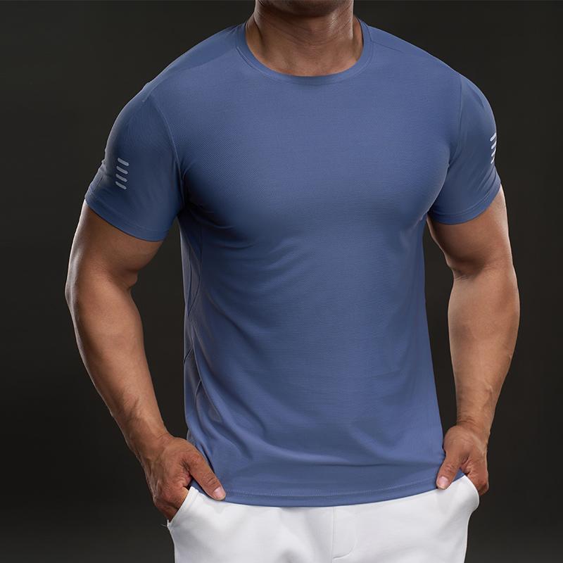 Wygodna Sportowa i Casualowa Stylizacja Modny Dopasowany Elastyczny Fitness Outdoorowy T-shirt z Krótkim Rękawem